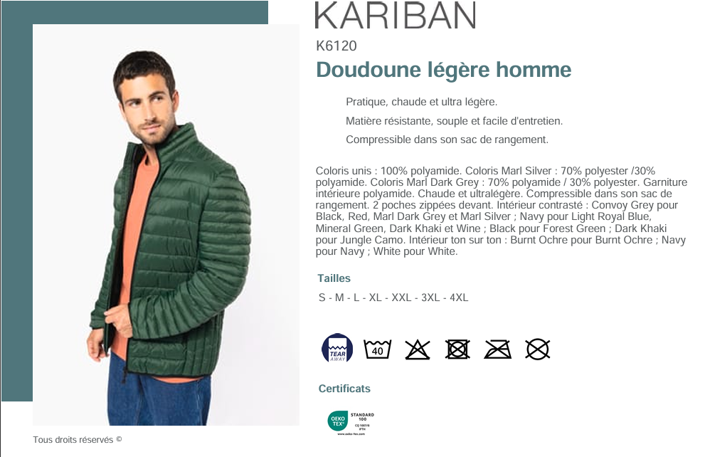 Doudoune du club de la STH